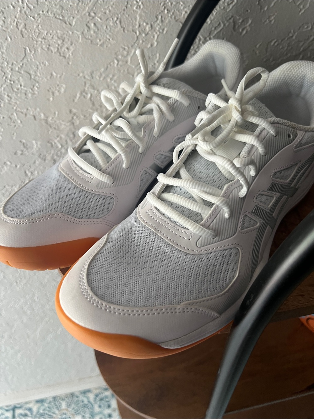Asics White Sneakers with Orange Soles